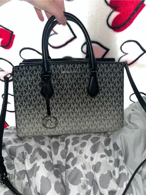 Michael Kors Black & White Monogram Purse thumbnail 1