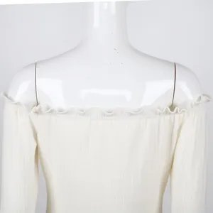 𝅺WHITE long sleeve off shoulder casual dress thumbnail 5