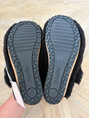 Papillio Birkenstock Fanny Teddy Shearling Clog Mule Wedge Black Size 39 US 8 thumbnail 6