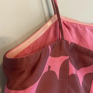 Juicy Couture Pink Brown Apple Print Bubble Hem Silk Mini‎ Dress Size 8 Y2K thumbnail 7