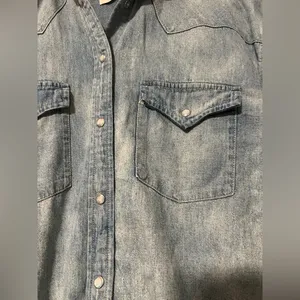 J. Crew JCrew Reimagined Western Button Down Chambray‎ Blue Long Sleeve Pearl thumbnail 4