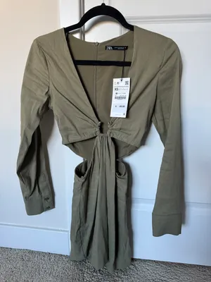 Zara Green Cutout Dress thumbnail 2