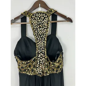 Betsy & Adam Gown Womens 6 Black Embellished‎ Cutout Ruched Formal Prom Pageant thumbnail 2