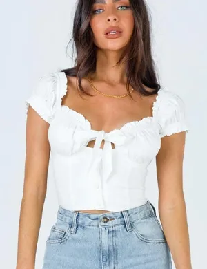 NWOT Princess Polly Elouise white crop top us 4 thumbnail 2