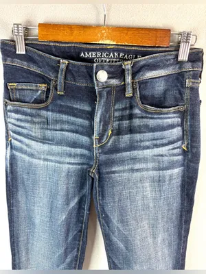 American Eagle Skinny Kick 4 Dark Blue Flare Jeans thumbnail 3