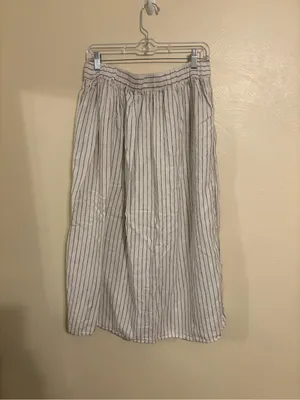 Rachel Zoe Linen Blend Striped Button Front Midi Skirt Size M thumbnail 8