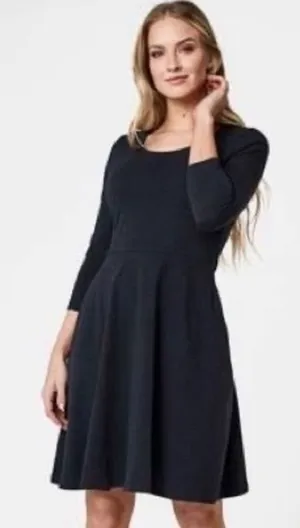 Pact Organic Cotton Fit and Flare Dress Charcoal Gray Medium thumbnail 1