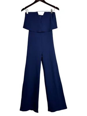 Lulus Women’s Power of Love Navy Blue Strapless Stretch Knit Jumpsuit Size XS thumbnail 2