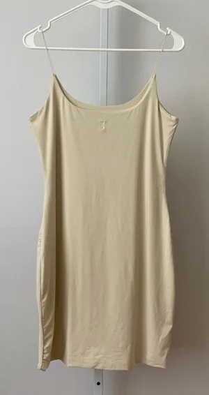 MESHKI XL Beige Mini Dress Spaghetti Strap Bodycon DR00898‎ Minimalist Sexy thumbnail 1