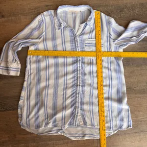 Soft Surroundings Blue White Striped Viscose Tunic Shirt 3/4 Sleeve Large thumbnail 5
