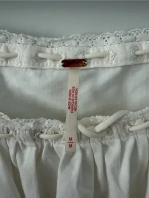 Free People Scarlet Smocked Milk Maid Long Sleeve Lace Trim Blouse Soft Ivory S thumbnail 3