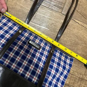 Vintage Longaberger Homestead Blue Plaid Canvas Tote Bag thumbnail 4