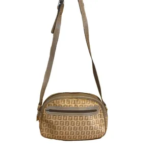 Vintage 1990'S Fendi Zucchino Ff Logo Brown Coated Canvas W/Leather Trim Bag thumbnail 4