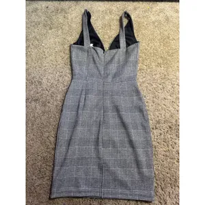 Lucid Pink Grey Glen Plaid Corset Bodice V-Neck Sleeveless Mini Dress Bodycon‎ thumbnail 4