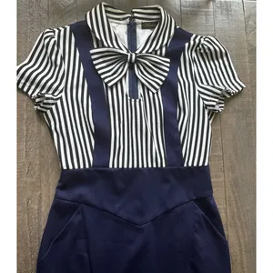 VFemage Women's black white strip navy blue vintage-style‎ sailor dress Size 12 thumbnail 9