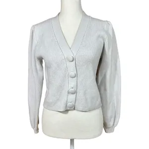 Zara Ribbed Knit Bell Sleeve Button Up Cardigan Women's XS thumbnail 2