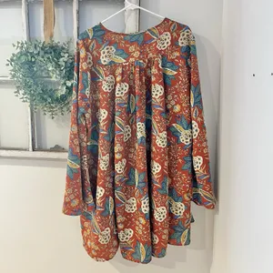 Umgee Plus 1XL Floral Paisley Chiffon Shift‎ Tunic Dress Orange Boho Bell Sleeve thumbnail 3