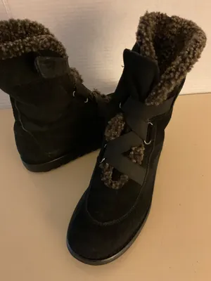 Stuart Weitzman women Black Suede Combat Boots with Brown Shearling Trim size 6 thumbnail 6
