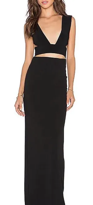 Solace London Black V-Neck Cutout Maxi Dress thumbnail 1