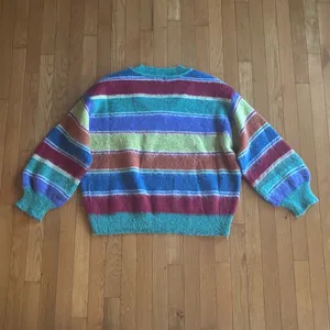 POL Multicolor Striped V-Neck Sweater Women’s Size Large thumbnail 6