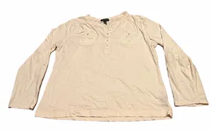 Ralph Lauren Cream Henley Tee with Button Placket thumbnail 1