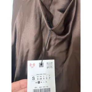 NWT Zara Brown Satin Jewelry Back Mini Dress Size Small High Neck Cocktail thumbnail 6