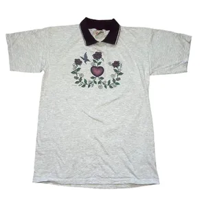 VTG 90s Nutmeg Collared T-Shirt Floral‎ Butterfly Top Womens L Cottagecore USA thumbnail 1
