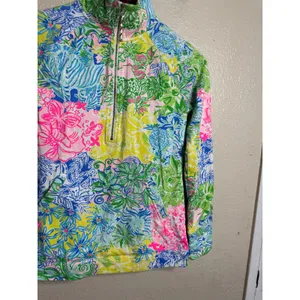 Lily Pulitzer Skipper Popover size XXS Multicolor Floral Half Zip Pullover Top thumbnail 6