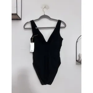 NWT Quince Black Italian Plunge One-Piece Swimsuit Size Small thumbnail 4
