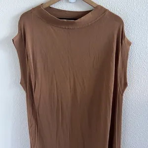 Zara Brown Neutral Light Semi Sheer Boat Neck Dress Small thumbnail 5