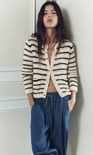 STRIPED KNIT CARDIGAN thumbnail 1
