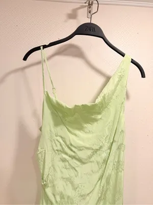 For Love & Lemons Llana Satin Midi Dress Elegant Feminine Lime Green Size S thumbnail 7