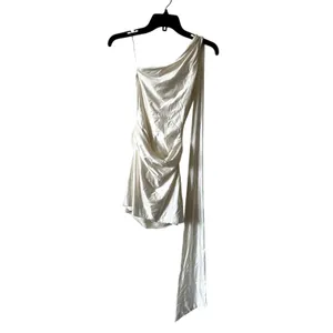 Oh Polly Kiraz Asymmetric Scarf Detail Mini Dress Size 0 White thumbnail 4