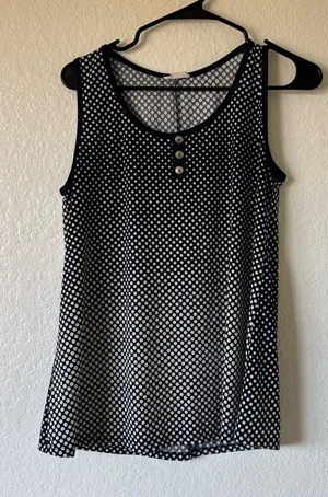 Elegant Black and White Polka Dot Tank Top #057 thumbnail 1