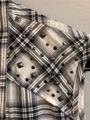 Harley-Davidson Womens 1W Plaid Sleeveless Studded Embroidered Snap‎ Shirt thumbnail 4