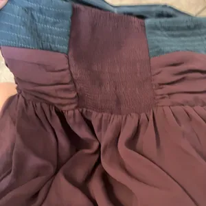 Maeve Anthropologie Maroon Black Strapless Blouse thumbnail 8