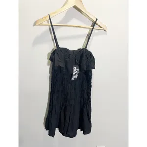 Future Collective Black Smocked Ruffle Mini‎ Dress Removable Straps Small NWT thumbnail 2