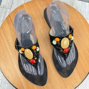 Naughty Monkey Suede Beaded Boho Thong Sandals Black‎ 8.5 thumbnail 2