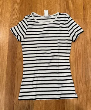 H&M Top Black White Striped thumbnail 1