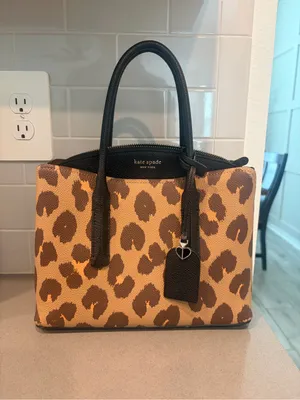 Kate Spade New York Medium Margaux Leopard Print Leather Satchel - Brown EUC thumbnail 13