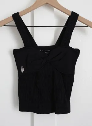 Free People Movement Black Twist Front Ribbed Tank Top thumbnail 1