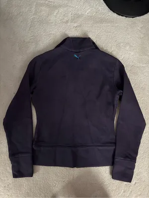 Puma Navy Zip-Up Bomber Jacket with Teal Logo thumbnail 3