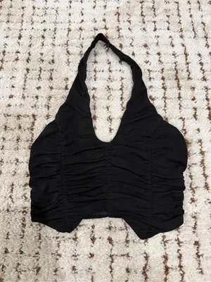 Tiger Mist — Black Ruched Halter Top thumbnail 2