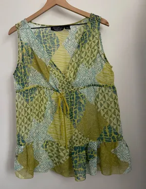 Y2K Large Geometric Patchwork Babydoll‎ Tank Lightweight Fairy Forest goblin thumbnail 1