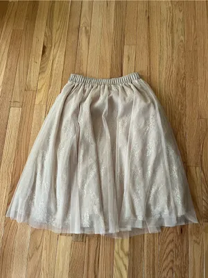Cream Tulle Midi Skirt Floral Medium Bridal Cottagecore Romantic Wedding Guest thumbnail 7