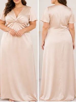 Show Me Your Mumu Rome Twist Maxi Dress Champagne Wedding Bridesmaid Satin Gown thumbnail 10