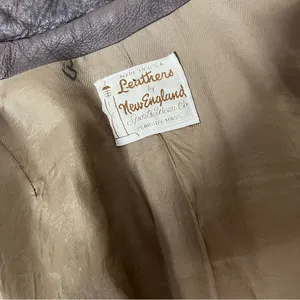 LEATHERS By NEW ENGLAND Sports Wear Brown Leather Jacket Half Belt VINTAGE thumbnail 9
