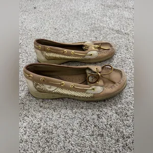 Sperry Angelfish Brown Leather Metallic Boat Shoes | Women's Nautical Loafers thumbnail 4