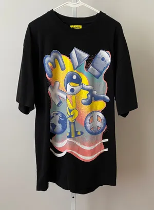 Market XL Black Short Sleeve T-Shirt Yin Yang Peace Earth Graphic Streetwear Tee thumbnail 1