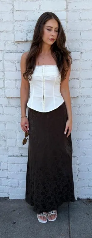 Free People Vtg Laura Ashley brown floral maxi skirt / waist apx 26/ xs #fairycore #cottagecore #bohemian #classy #western thumbnail 1